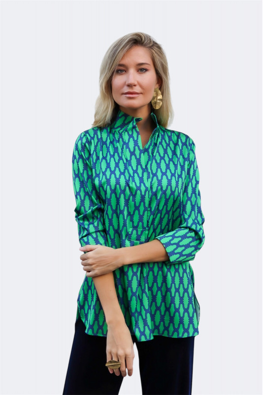 Camisa Villanueva verde nudo azul