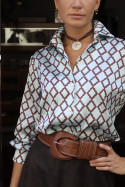 Camisa Almirante mosaico azul y marrón