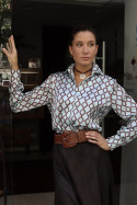 Camisa Almirante mosaico azul y marrón