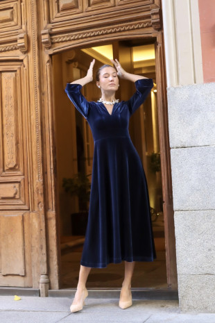 Caños terciopelo azul marino azul marino