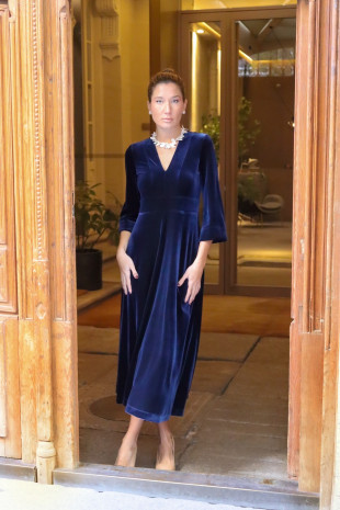 Caños terciopelo azul marino